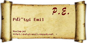Pétyi Emil névjegykártya